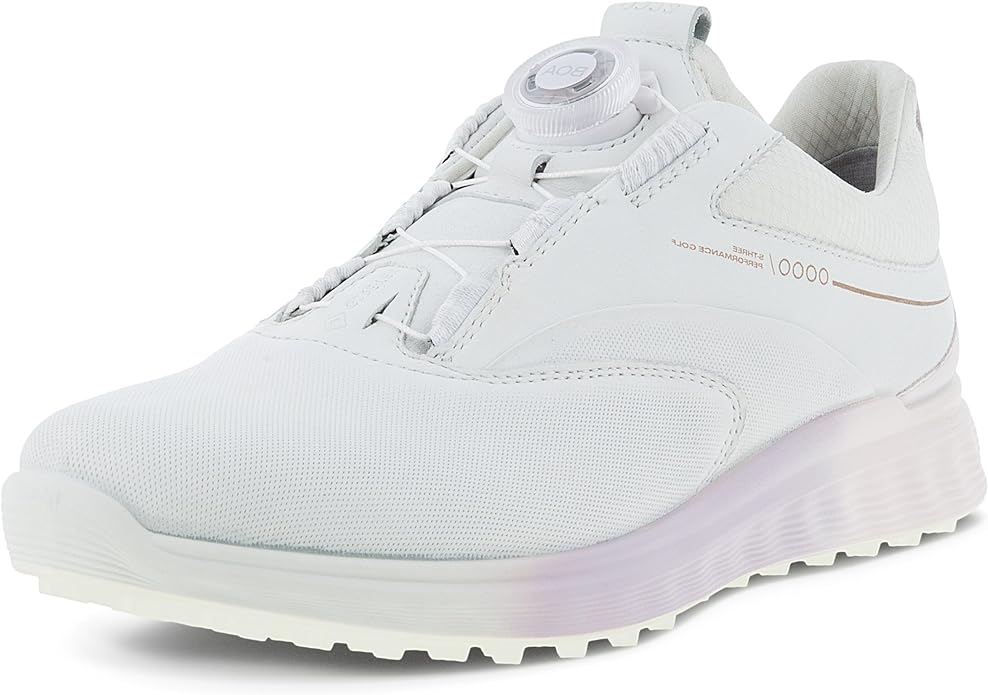 ECCO Women’s S-Three BOA Gore-TEX Waterproof Golf Shoe, White/Delicacy/White, 11-11.5 | کفش گلف ضد آب زنانه ECCO S-Three BOA Gore-TEX، سفید/ظرافت/سفید، 11-11.5