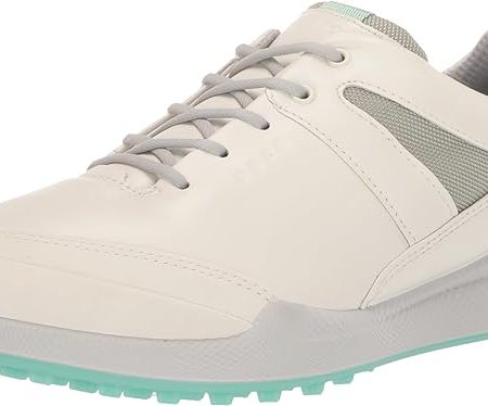 ECCO Women’s Biom Hybrid Hydromax Water Resistant Golf Shoe, White/Concrete, 8-8.5 | کفش گلف ضد آب هیبرید هیبرید ECCO زنانه ECCO، سفید/بتنی 8-8.5